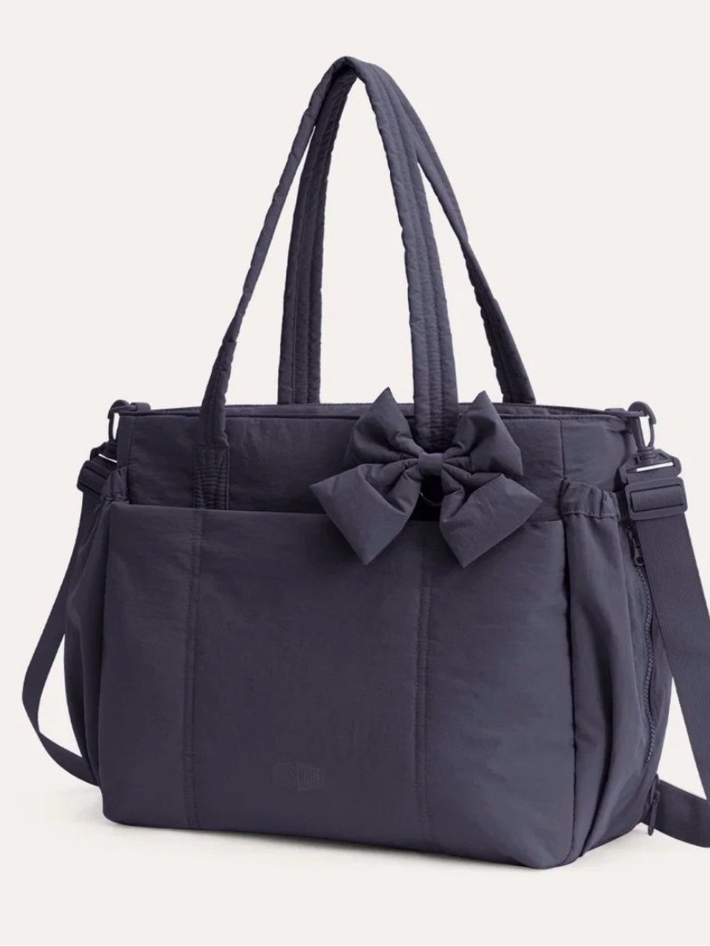 Nylon Bow Tote Bag in Blue/Gray
